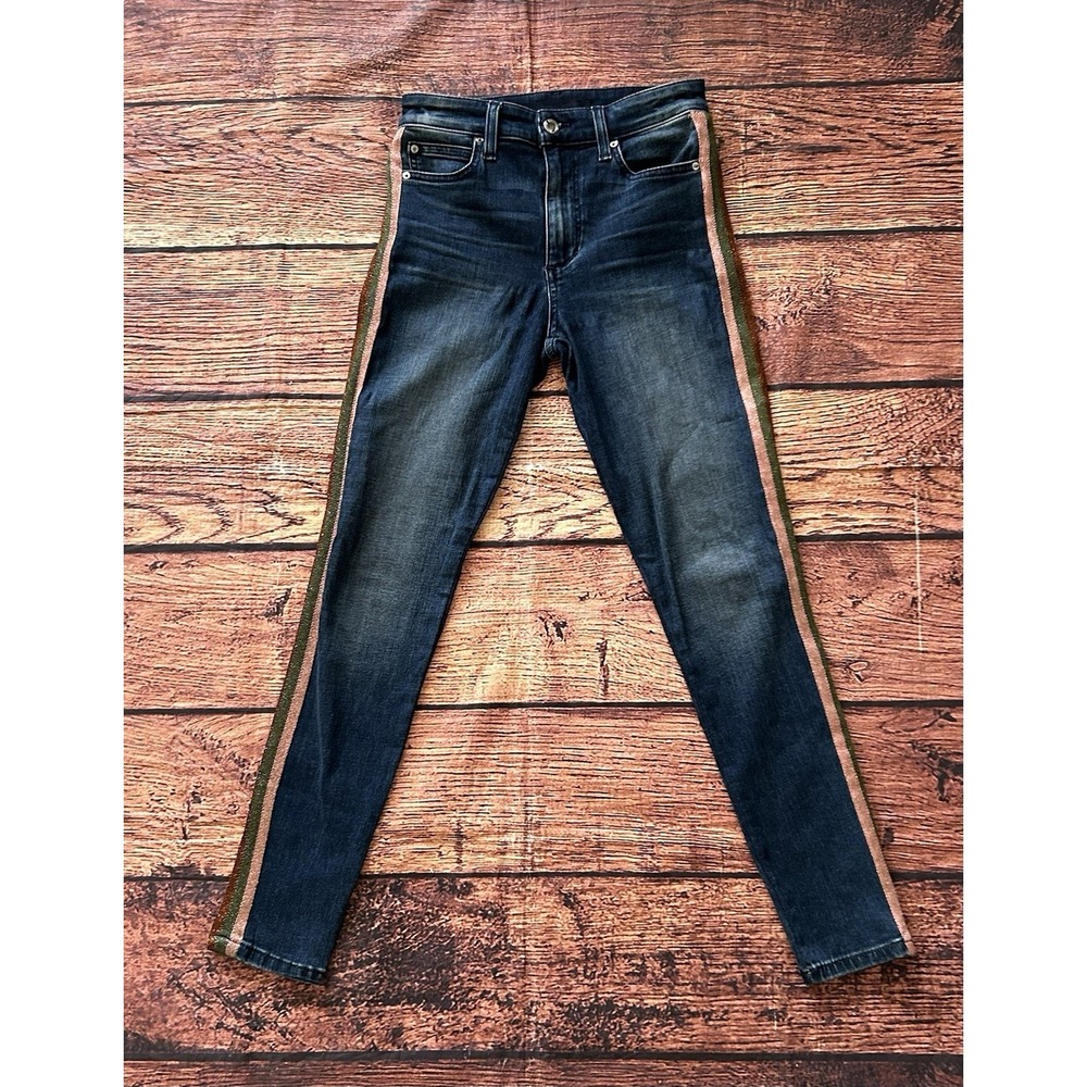 Joe's The Charlie Metallic Stripe Hi-Rise Skinny Jeans Size 25‎